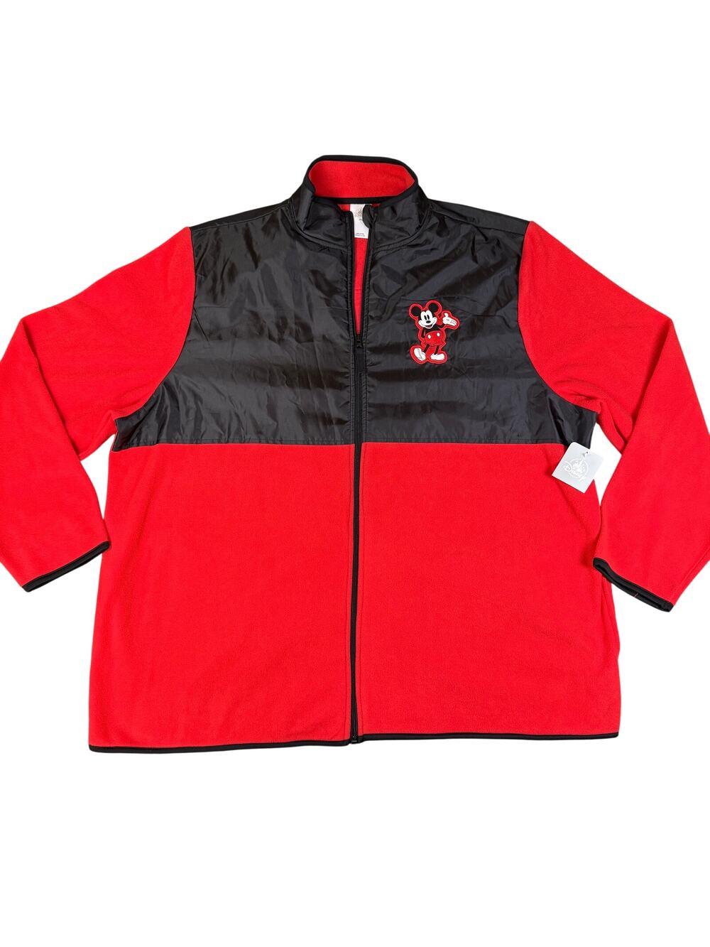 Disney Mens Fleece Full Zip Up Jacket Mickey Mouse Red Black SZ 2XL NEW W TAGS